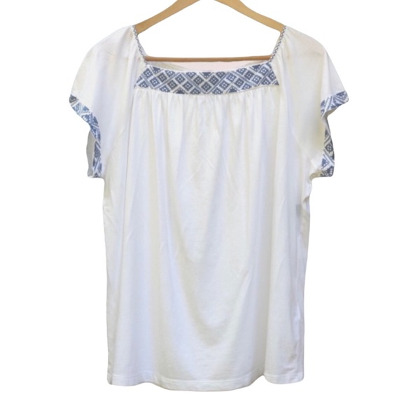 Chaps White Embroidered Short Sleeve Top Size XLP - Picture 2 of 14